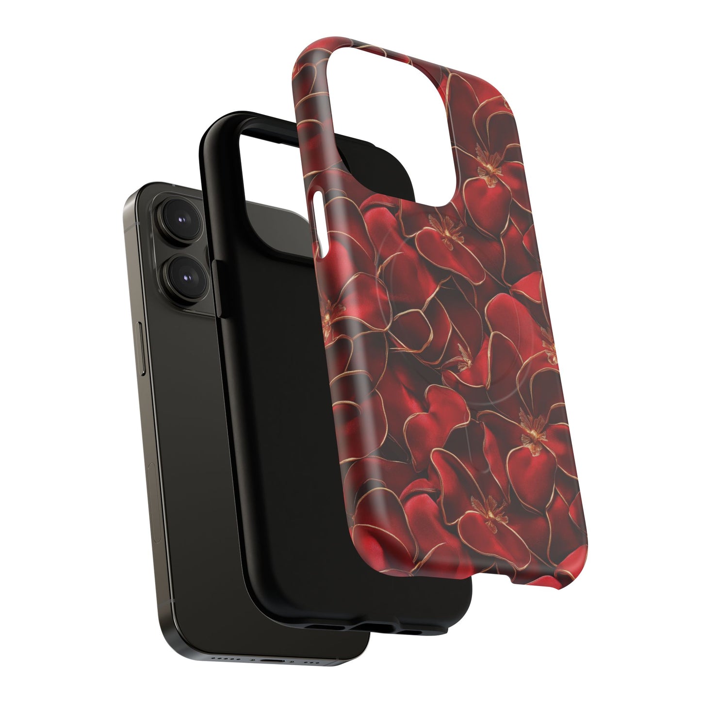 Crimson Bloom Tough iPhone Magnetic Case, Protective iPhone Case, Stylish iPhone Cover, Gift for Her, Mother's and Birthday Gifts, Unique Floral Accessories