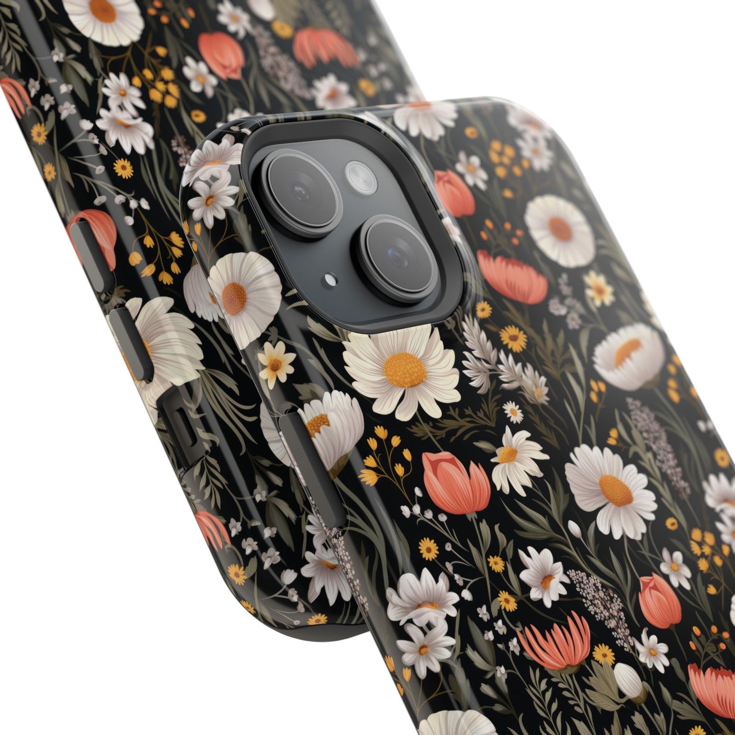 Blossom Elegance: Noir Garden Magnetic Tough iPhone Cases