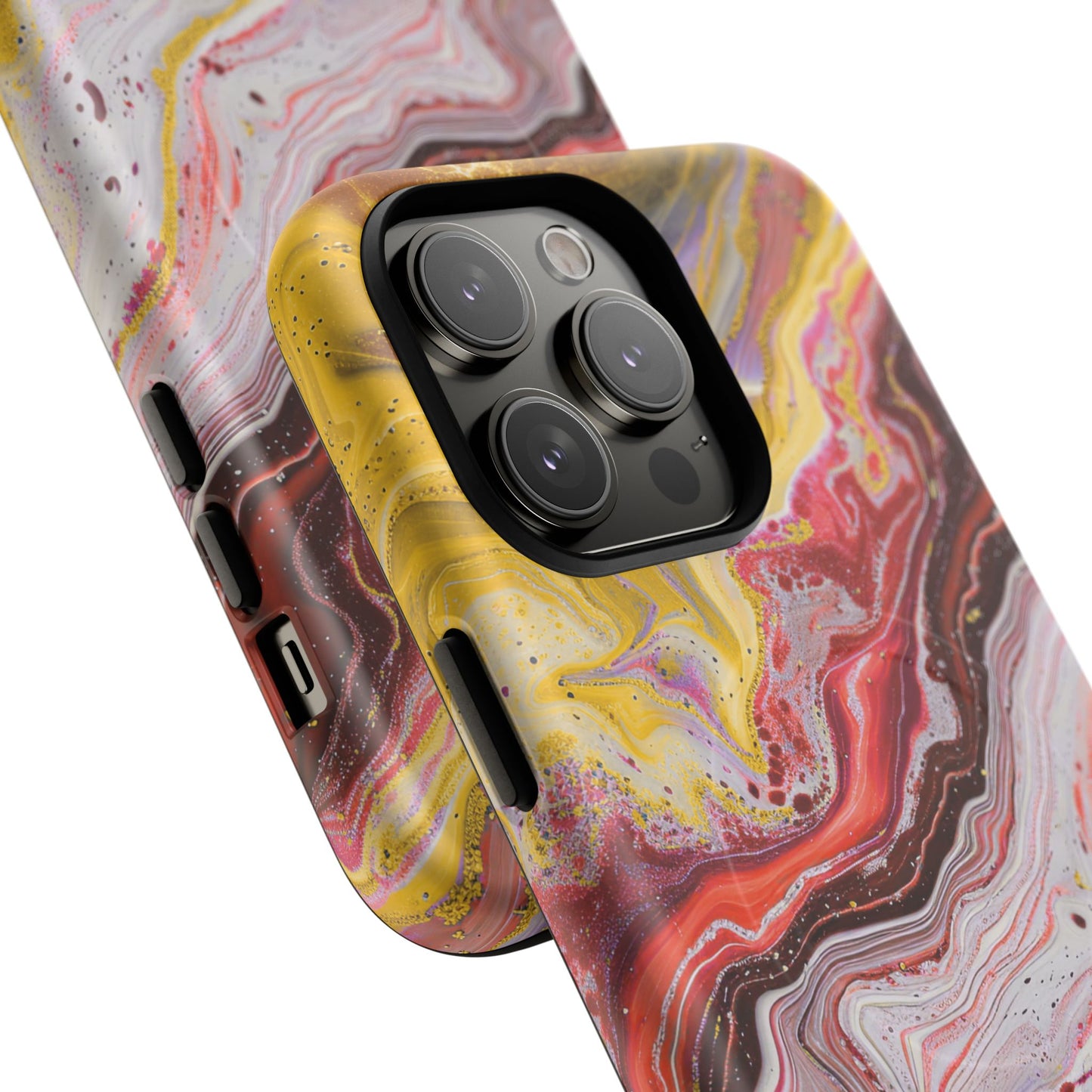 Colorful Red Marble iPhone Case, Tough Magnetic Cases, Stylish iPhone Protection, Unique Gift for iPhone Lovers, iPhone Accessories