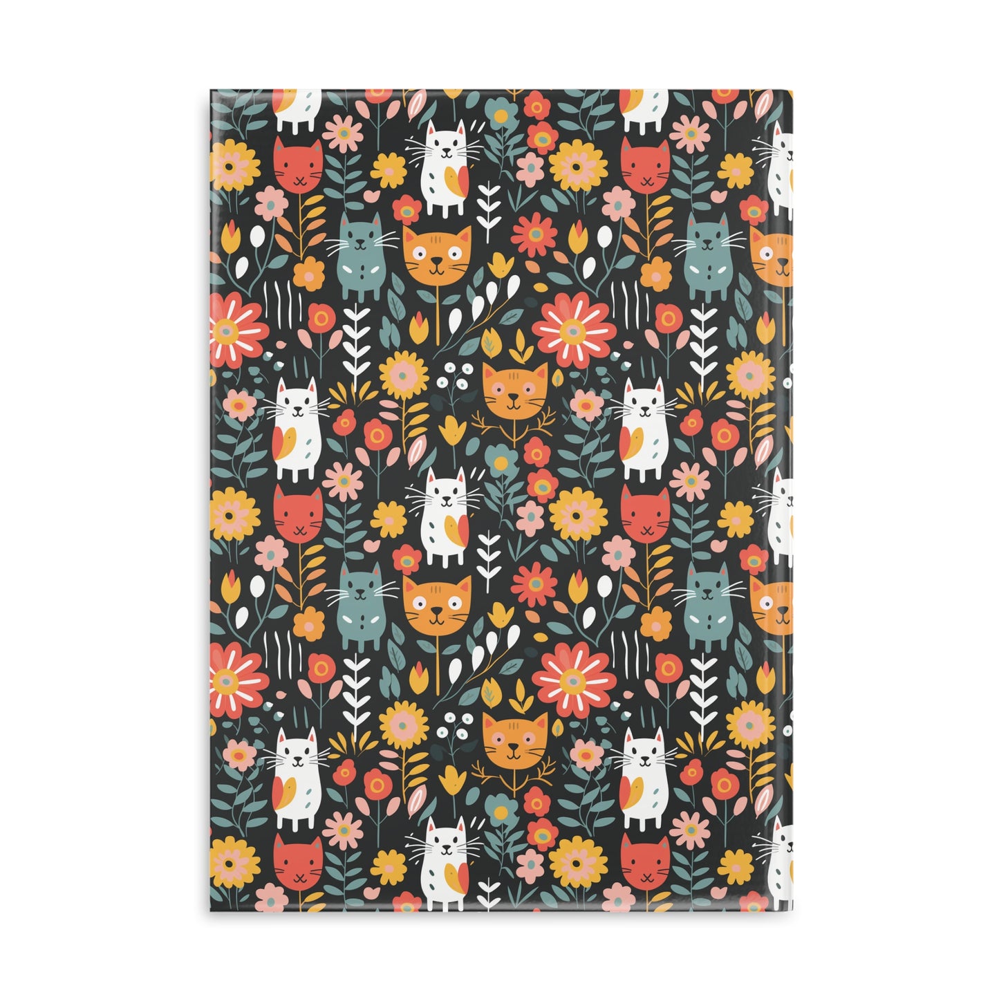 Whimsical Feline Garden Hardcover Notebook with Puffy Covers