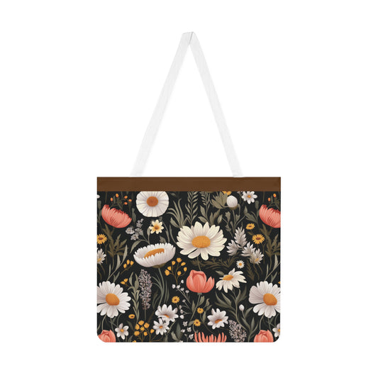 Blossom Elegance: Noir Garden Shoulder Tote Bag - Colorful Everyday Accessory