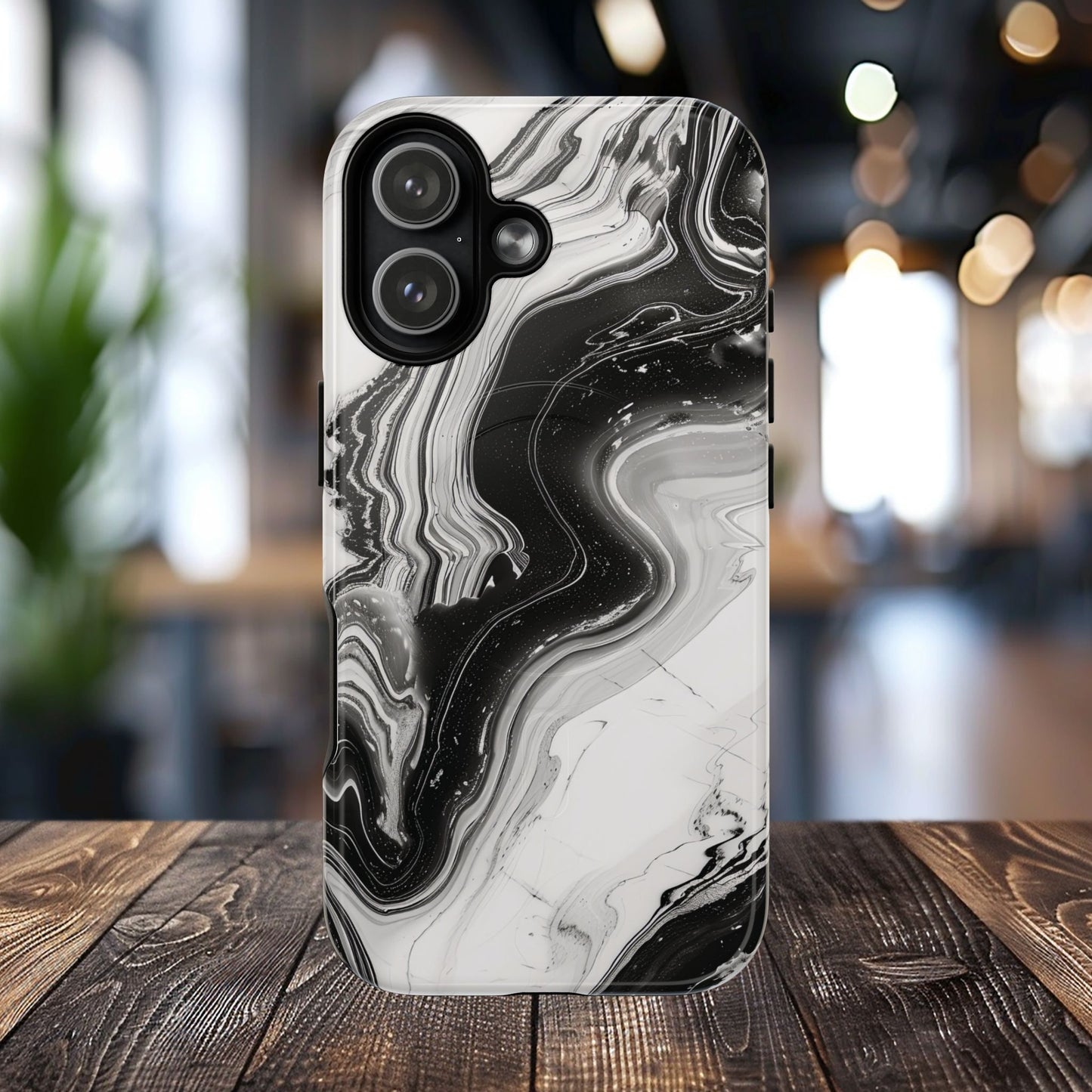 Black Marble Magnetic iPhone Case for Tough Protection, Stylish iPhone Mobile Accessory, Fashionable Gift, Unique Marble iPhone Design, Durable Smartphone Cover