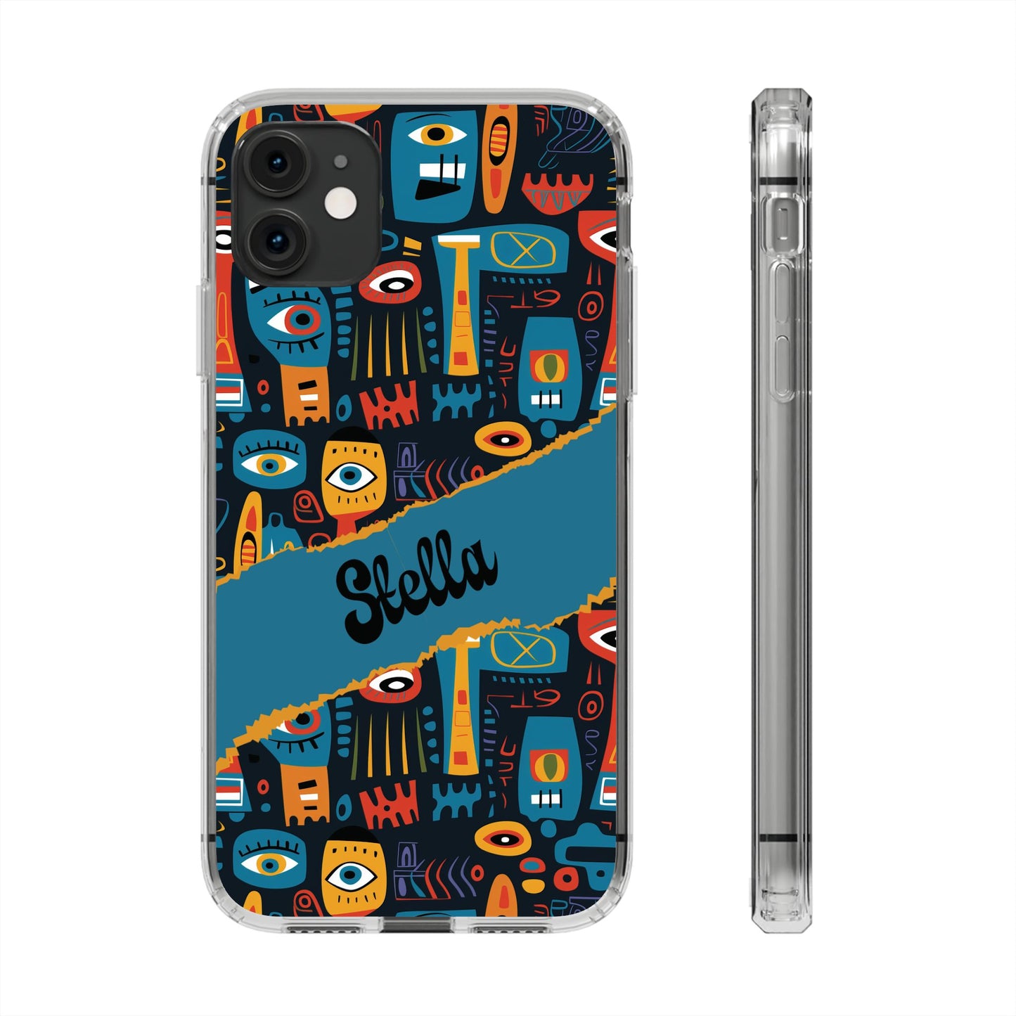 Phone Case — Colorful Abstract Faces Clear Impact-Resistant Case