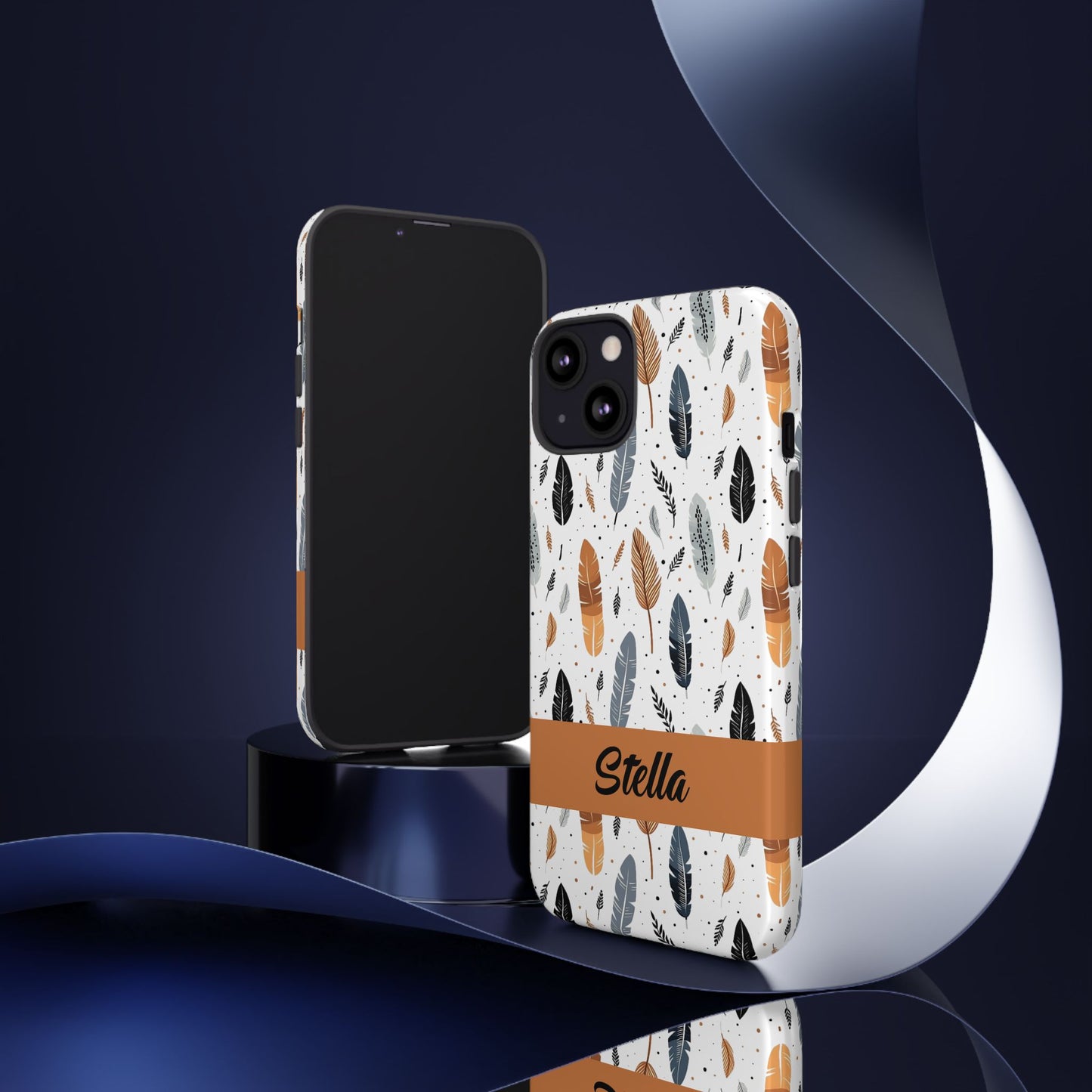 Personalized Whispering Feathers Samsung, Google Pixel and iPhone Case, Custom Name Case.