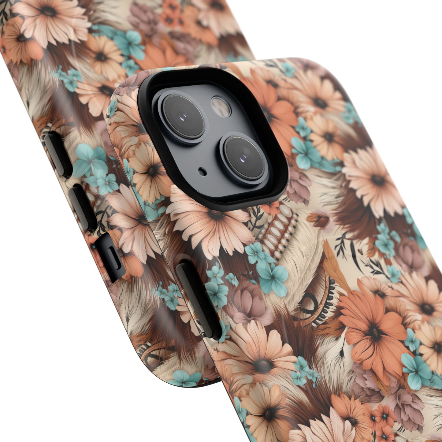 Spirit in Bloom Tough iPhone Magnetic Cases, Cute iPhone Accessories, Flower Design, Gifts for iPhone 14, 15, 16, 17, Pro Max, Boho Style, Western Style