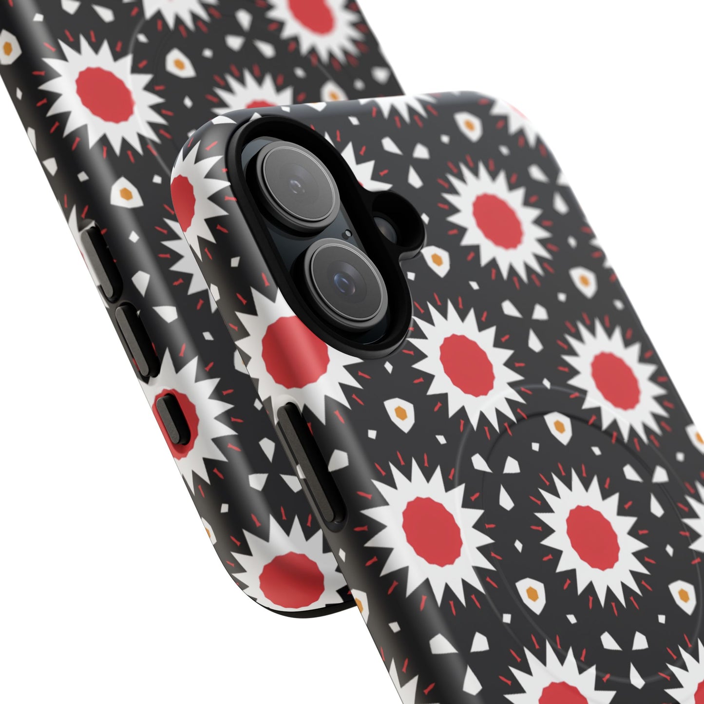 Crimson Spark Radiance Bold Floral Magnetic iPhone Cases, Stylish Tough Cases, Unique iPhone Accessories, Perfect Gift for Her, Trendy Tech Gear.