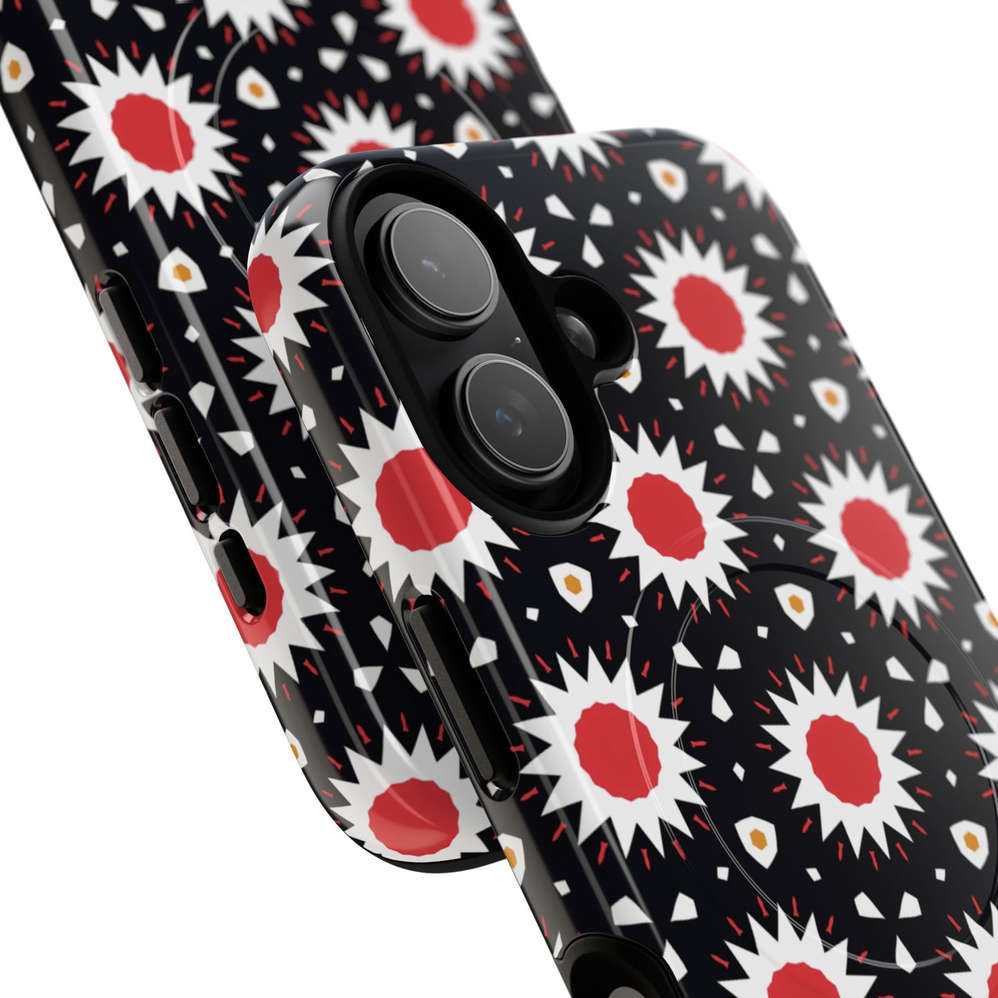 Crimson Spark Radiance Bold Floral Magnetic iPhone Cases, Stylish Tough Cases, Unique iPhone Accessories, Perfect Gift for Her, Trendy Tech Gear.