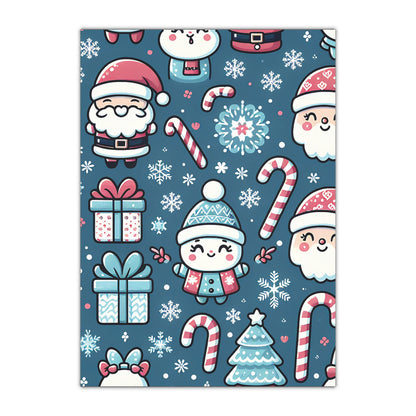 Blue Santa Claus Gift Wrapping Paper Sheets, 1pc