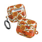 Stained Glass Effect Floral Orange Marigold AirPod Case — Personalized Name Option
