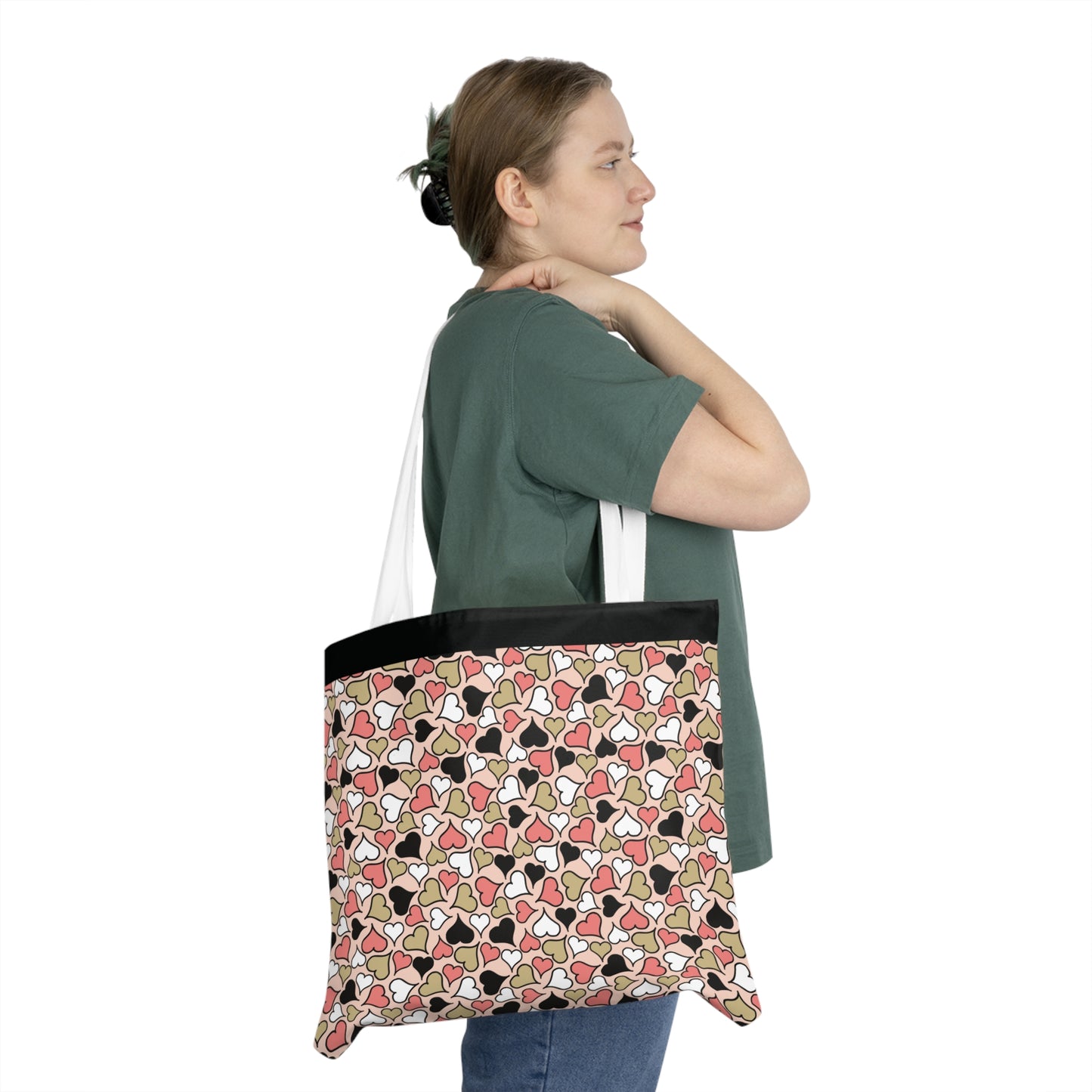 Cute Heart Pattern Shoulder Tote Bag – Perfect for Everyday Use & Gifts