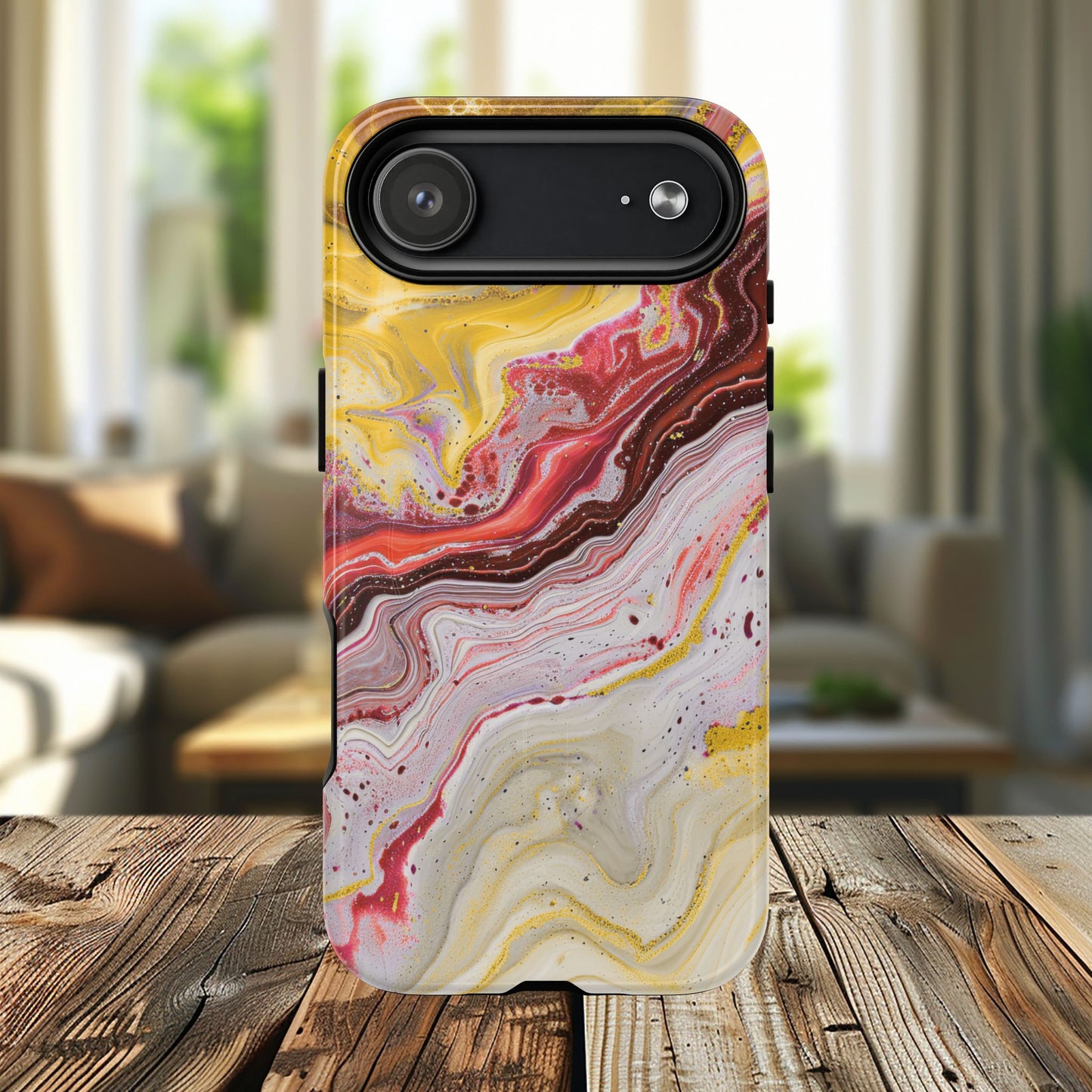 Colorful Red Marble iPhone Case, Tough Magnetic Cases, Stylish iPhone Protection, Unique Gift for iPhone Lovers, iPhone Accessories
