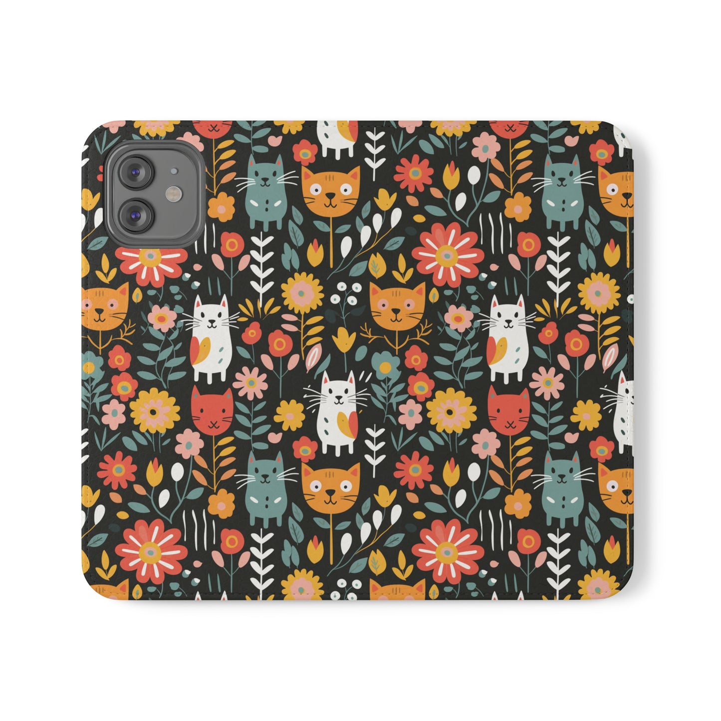 Whimsical Feline Garden iPhone and Samsung Flip Cases