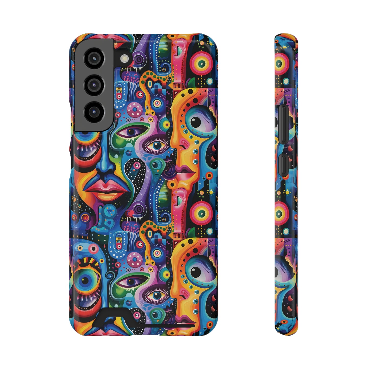 Psychedelic Visions Phone Case with Card Holder - Colorful and Stylish Design for Creatives