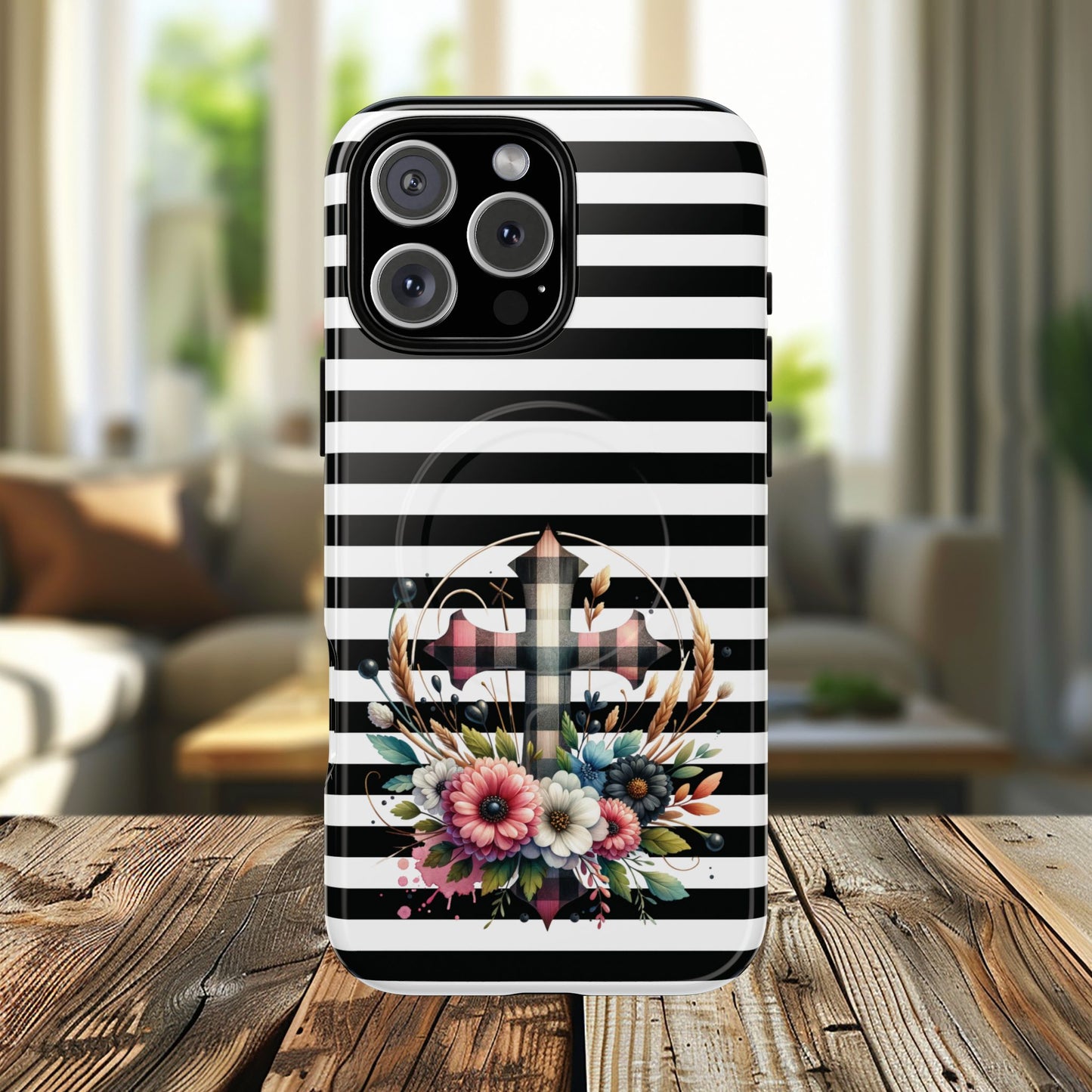 Striped in His Glory iPhone Case, Tough Magnetic Phone Protector, MagSafe iPhone Cover, Durable Case for Everyday Use, Gift for Nature Lovers, Vibrant Design.