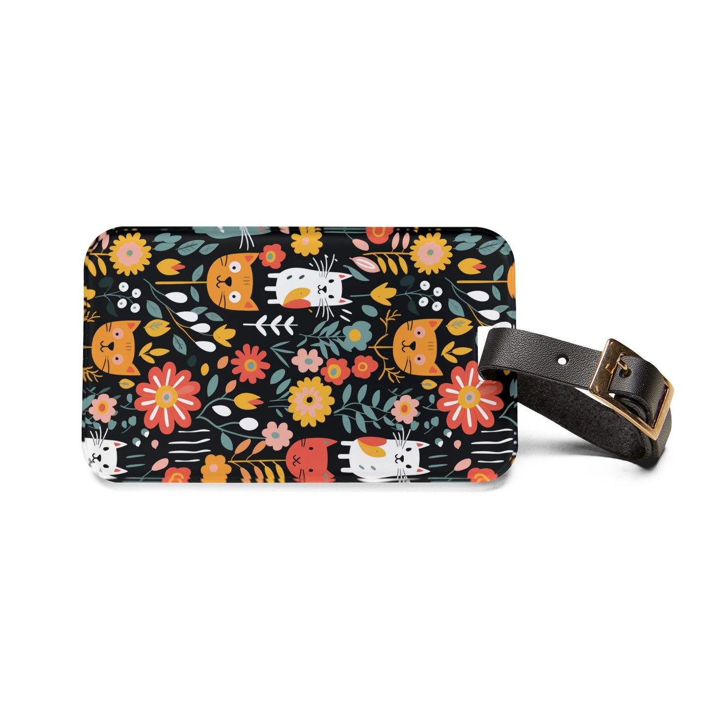 Whimsical Feline Garden Acrylic Luggage Tag