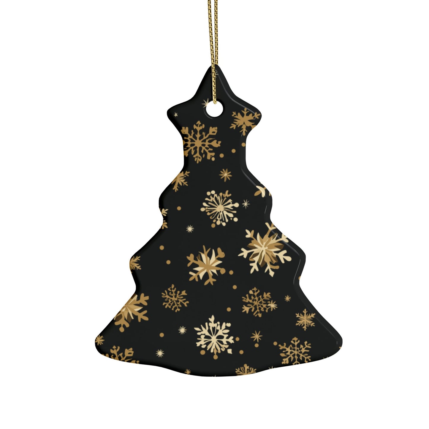 Black and Gold Snowflake Elegance Ceramic Ornaments (1pcs, 5pcs, 10pcs, 20pcs)