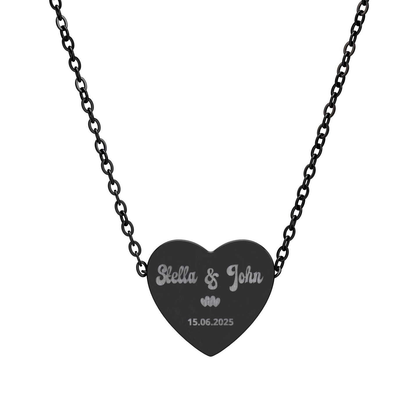 Engravable Heart Necklace — Personalized Name & Date Pendant