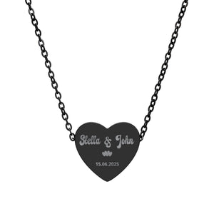 Engravable Heart Necklace — Personalized Name & Date Pendant