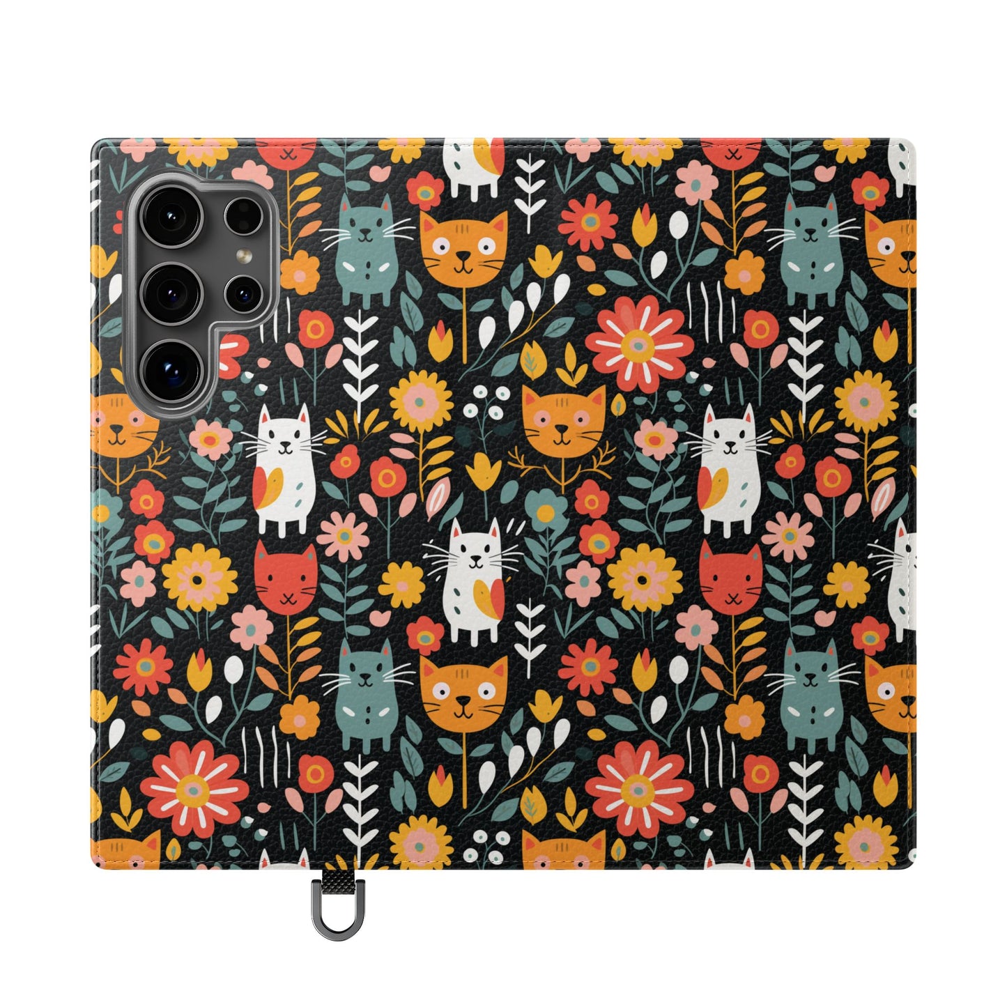 Whimsical Feline Garden iPhone and Samsung Flip Cases