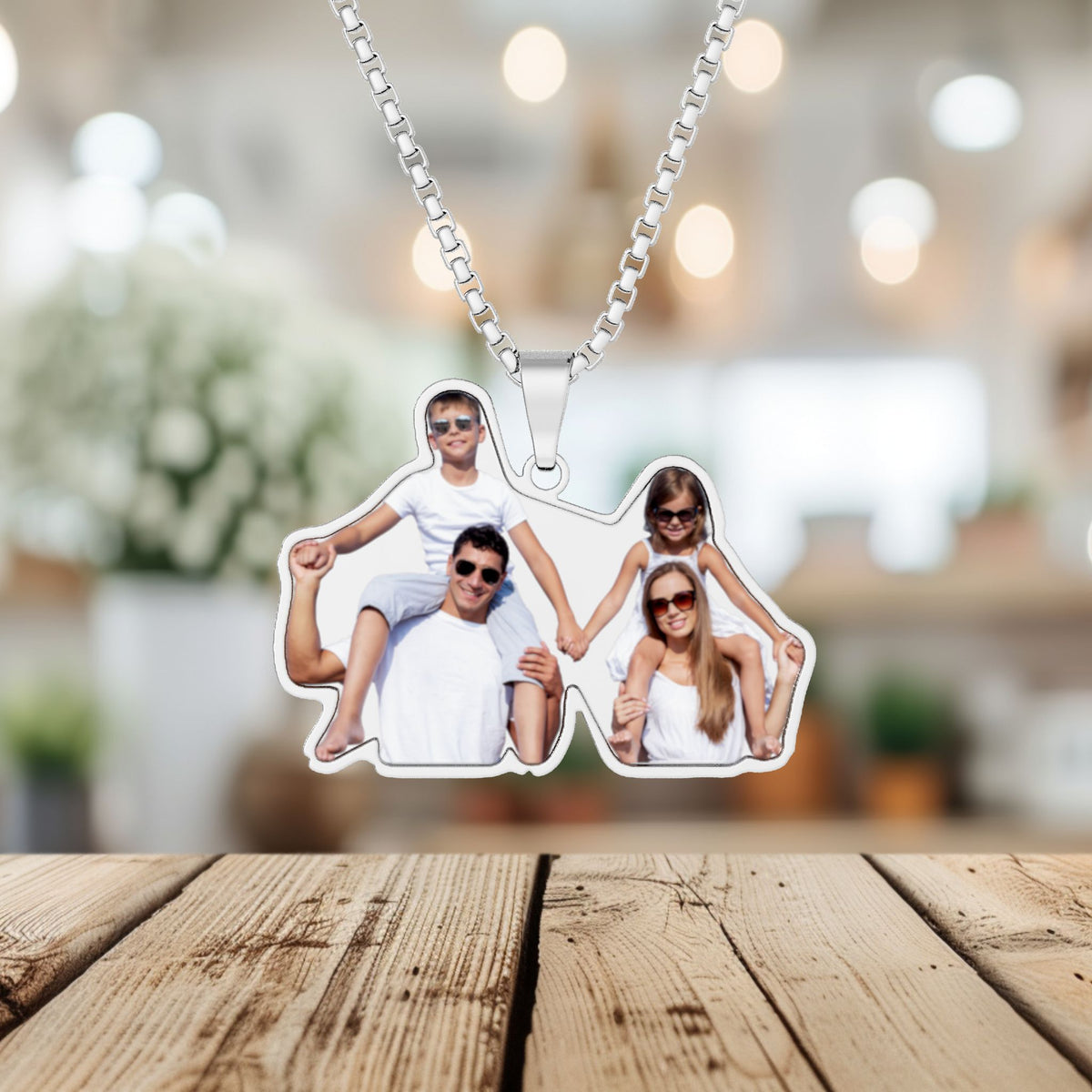 Custom Photo Cutout Pendant Necklace — Personalized Family/Pet Photo Keepsake