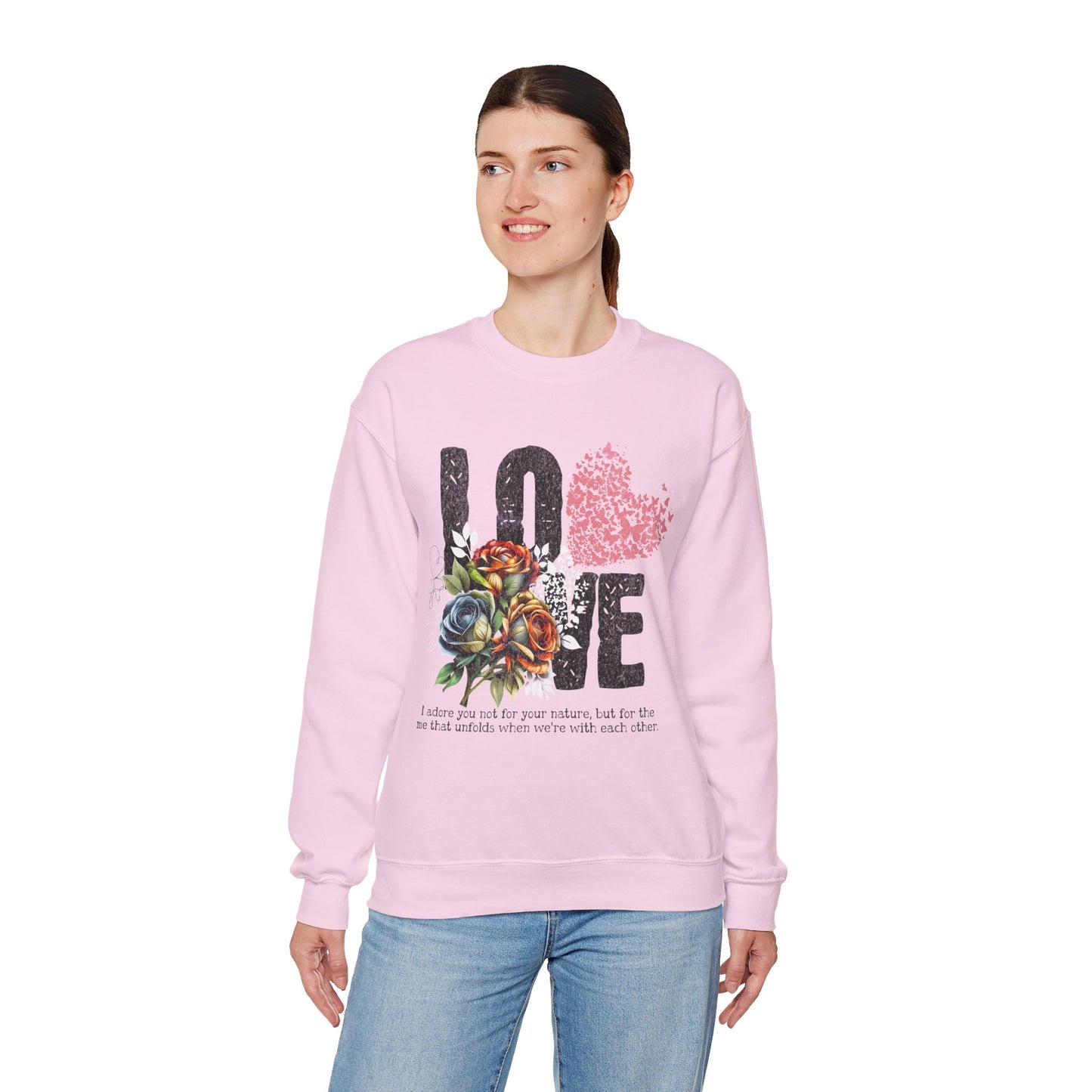 Love Always Gildan Crewneck Sweatshirt - Floral Design for Couples