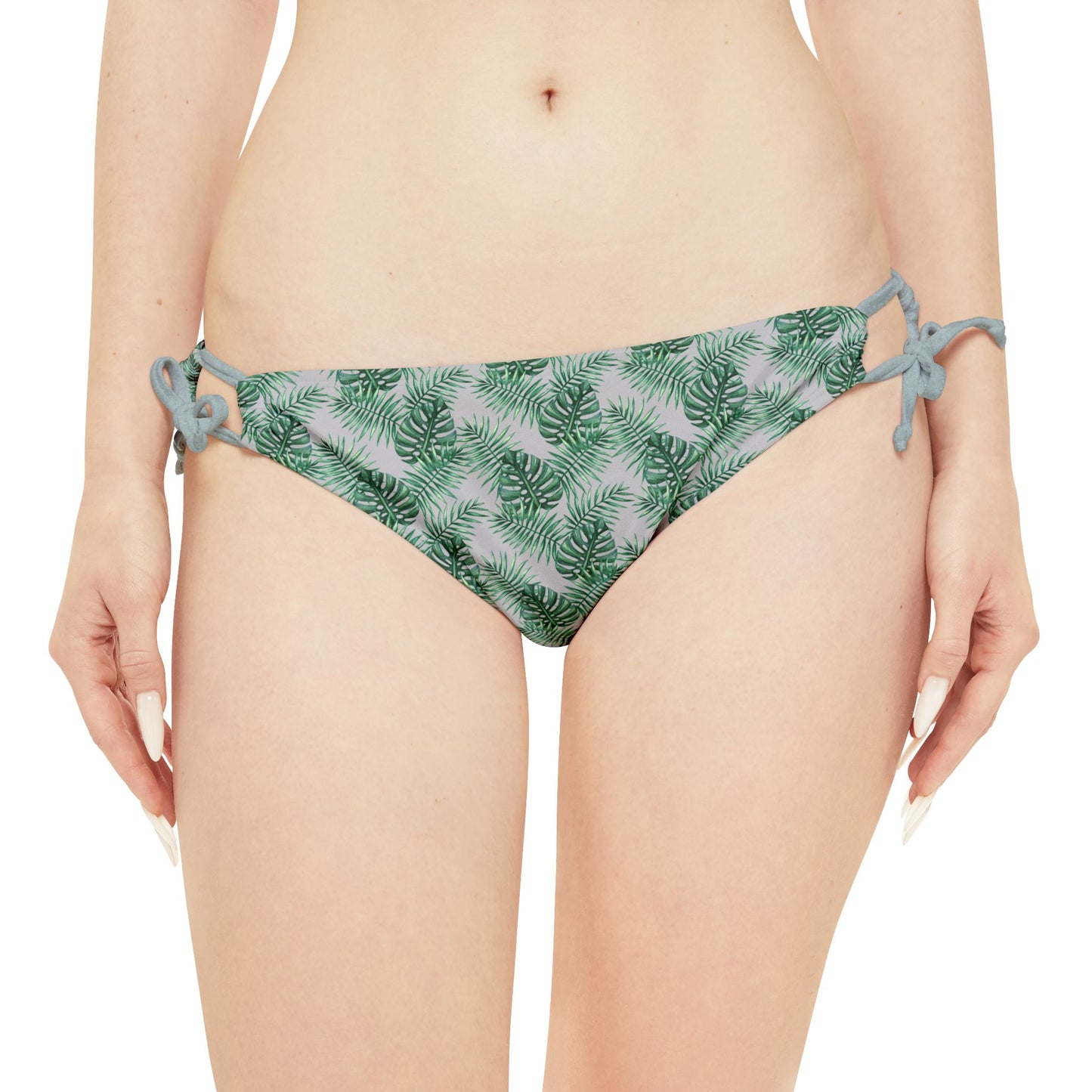 Grey Tropical Bliss Loop Tie Side Bikini Bottom (AOP)