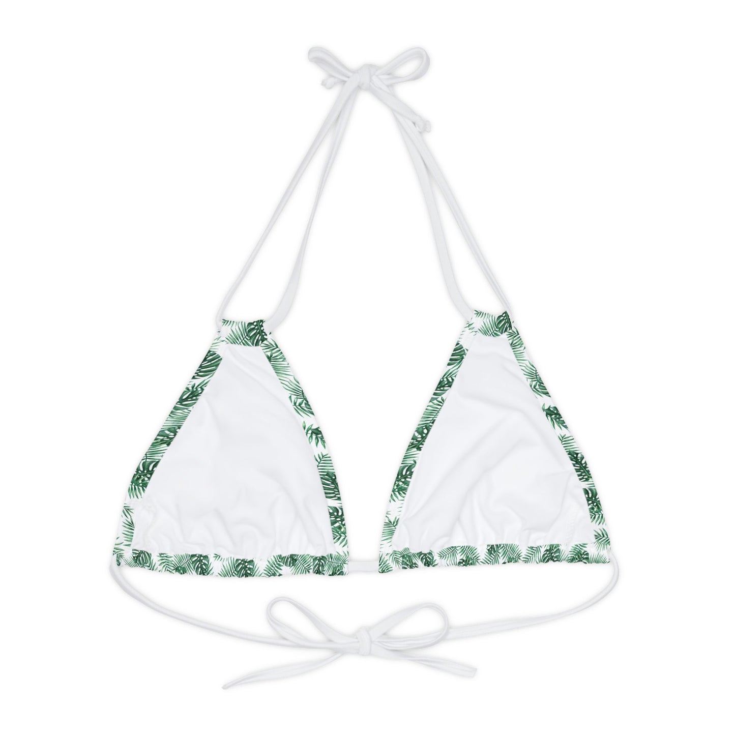 White Tropical Bliss Strappy Triangle Bikini Top (AOP)- (PY)