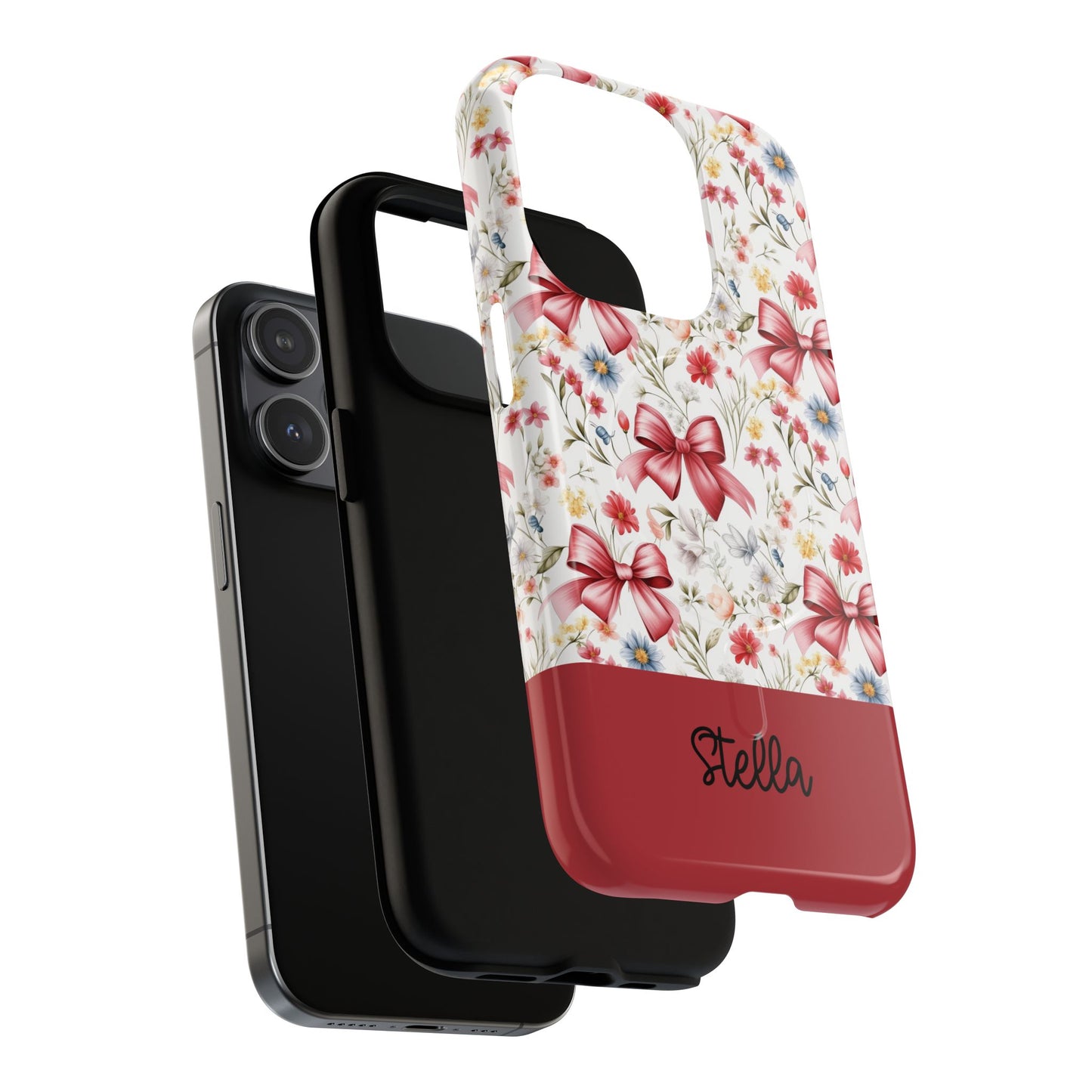 Personalized Rosette Coquette Floral Phone Case - Tough MagSafe® Magnetic Cases, Protective Cover, Stylish Tech Accessory, Gifts for Her