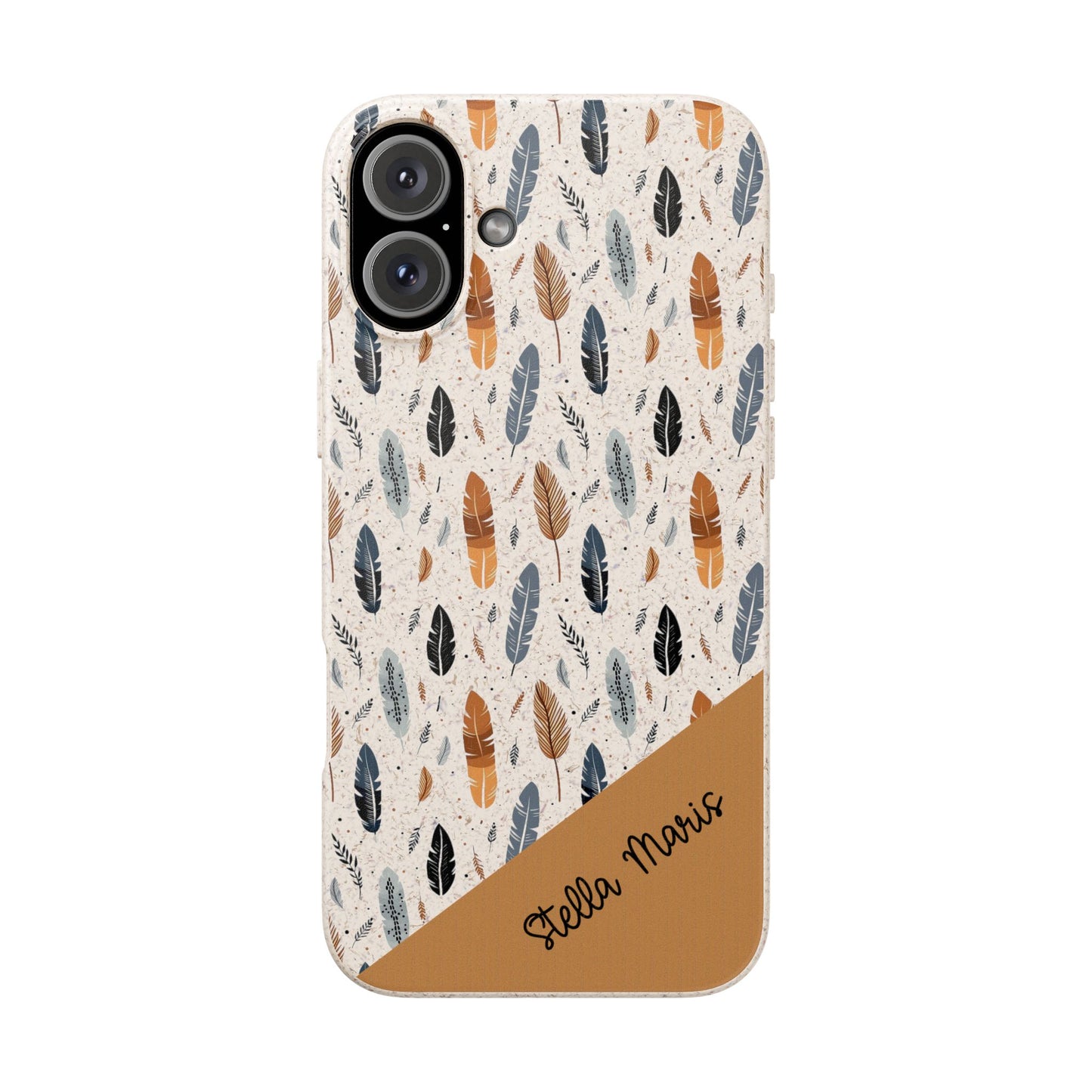 Personalized Whispering Feathers Samsung and iPhone Biodegradable Case, Custom Name Case.