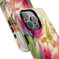 Tulip Glow Tough iPhone Magnetic Case, Floral Design, Spring Gift, Durable Protection, Smartphone Accessories, MagSafe Accessories, Stained Glass Tulip Gift