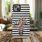 Grace in Bloom Tough Magnetic iPhone Case with Floral Cross Design, Boho iPhone Cover, Striped iPhone Case, Unique Religious Gift, Trendy Cell iPhone Accessory.