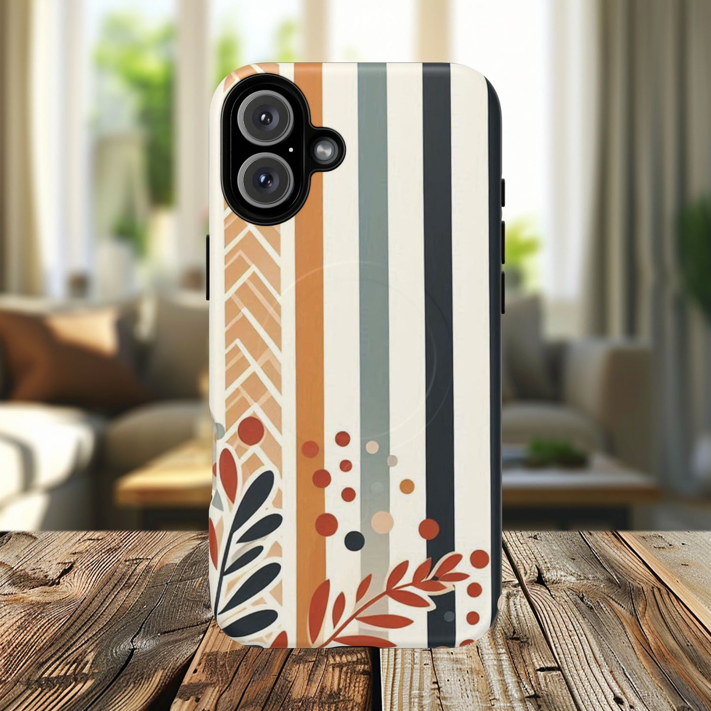 Terracotta Trails Tough Magnetic iPhone Cases for Everyday Use, Floral Patterned Stability Case, Gift for Her, Durable iPhone Accessory.