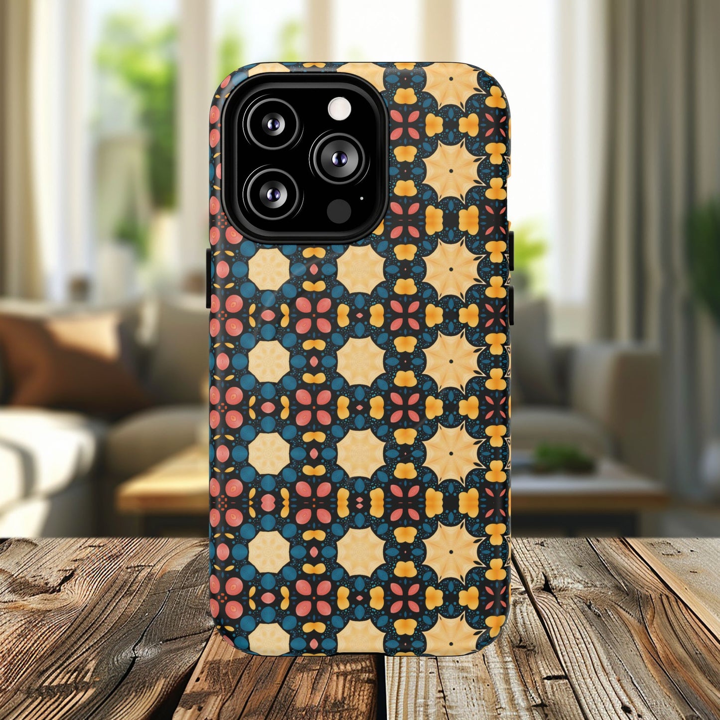 Celestial Spice Tiling Colorful Tough Magnetic iPhone Case, Unique iPhone Cover, Artistic Mobile Shell, Durable Design Accessory, Trendy Gift Idea, MagSafe® iPhone Case.