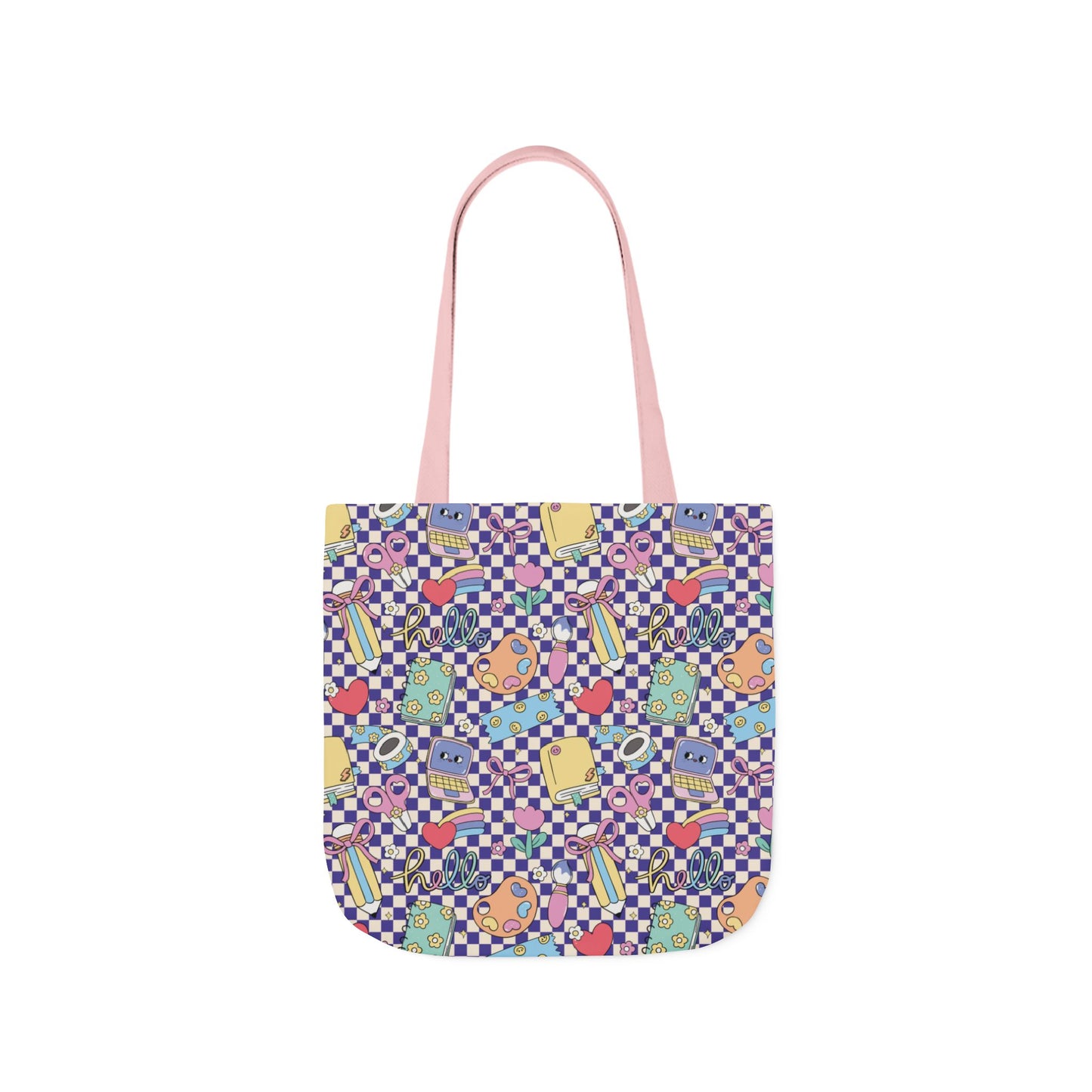 Personalized Purple Doodle Daydream Composition Book Inspired Canvas Tote Bag with Colorful Straps, Cute School Bag, Eco-Friendly Tote, Back to School Shopping Bag, Teacher Gift Idea