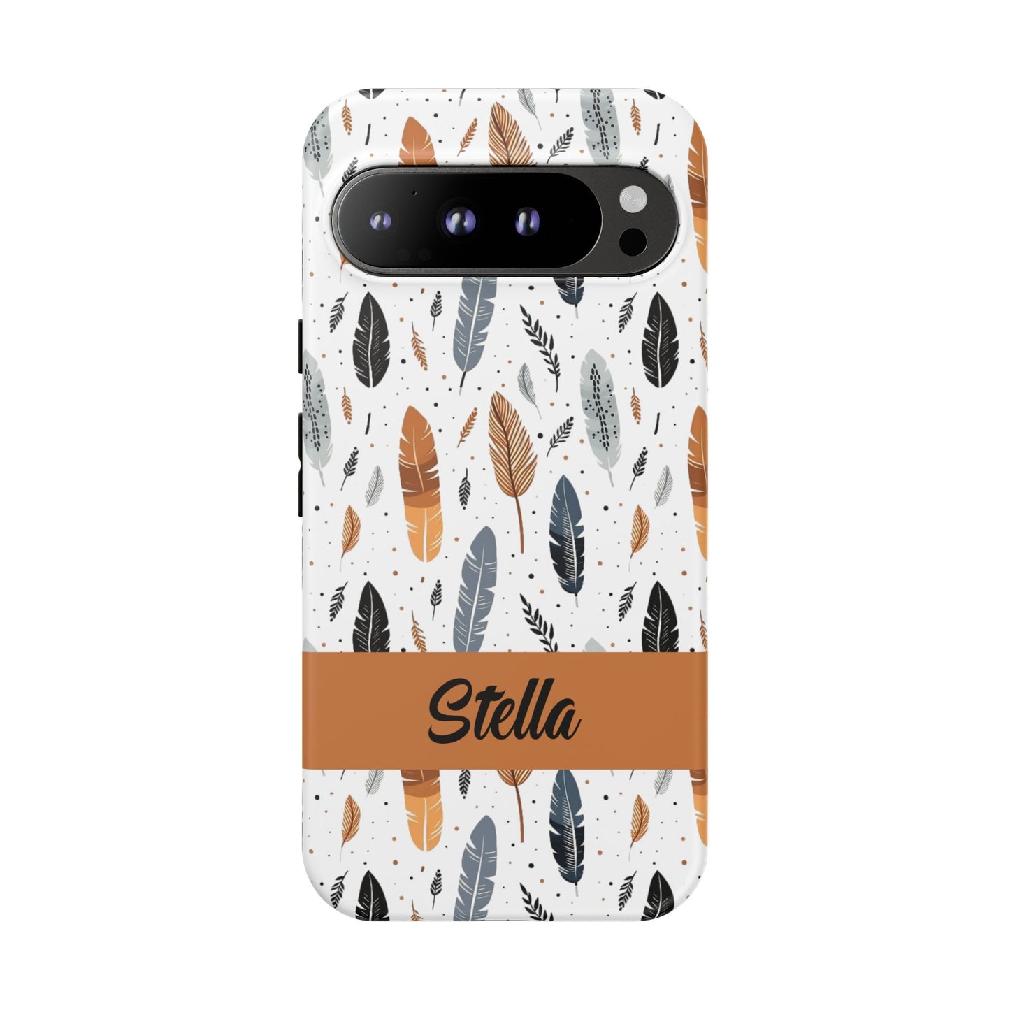 Personalized Whispering Feathers Samsung, Google Pixel and iPhone Case, Custom Name Case.