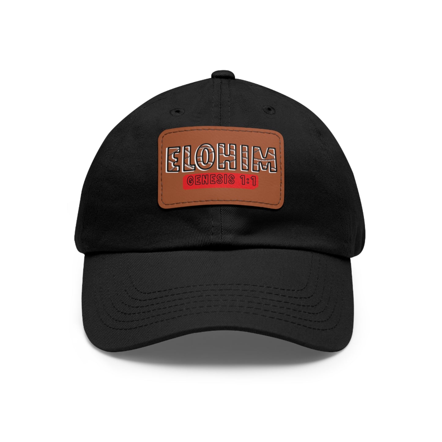 'ELOHIM, GENESIS 1:1- Stylish Dad Hat with Leather Patch | Great for Gifts for All, Casual Wear, Outdoor Activities, and Religious Events