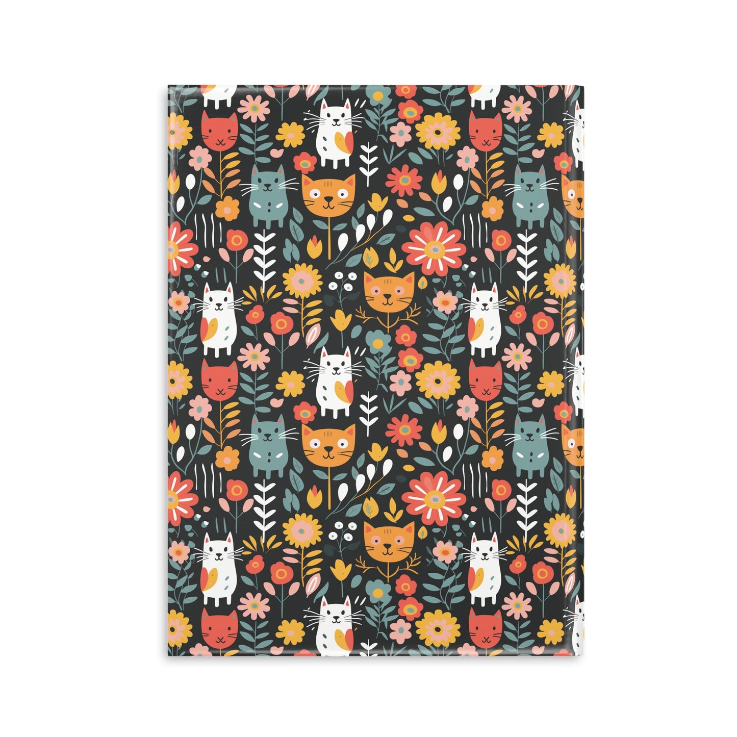 Whimsical Feline Garden Hardcover Notebook with Puffy Covers