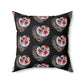 Black Floral Heart Spun Polyester Square Pillow