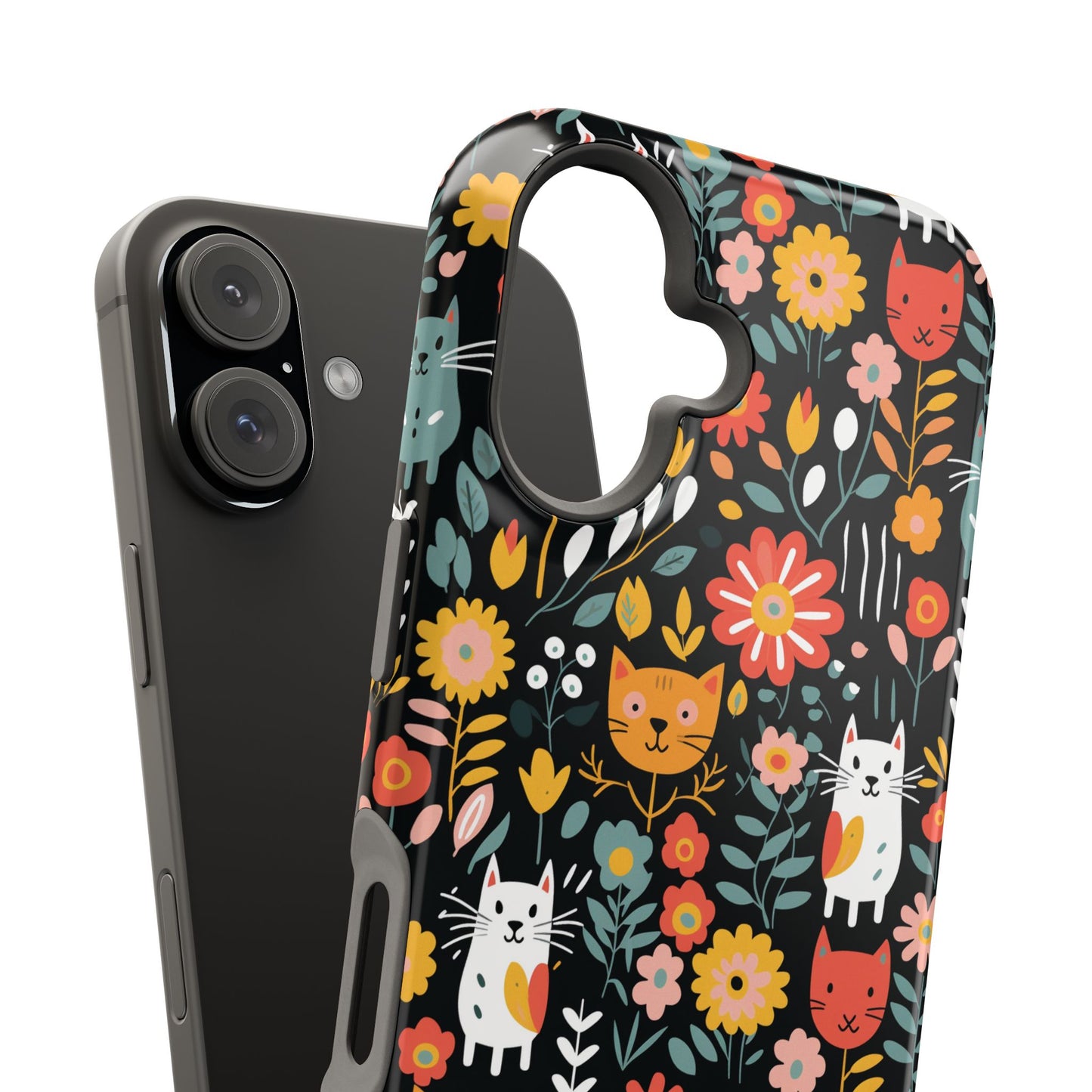 Whimsical Feline Garden Magnetic Tough iPhone Cases