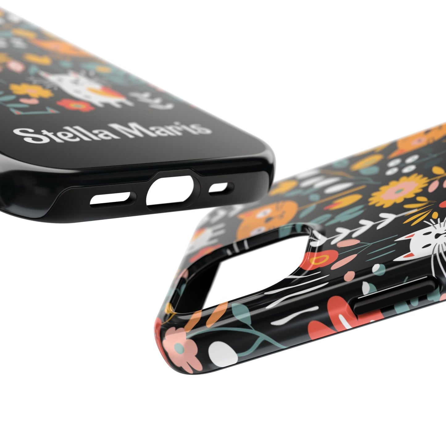 Personalized Whimsical Feline Garden Tough Phone Case — Custom Name iPhone & Samsung
