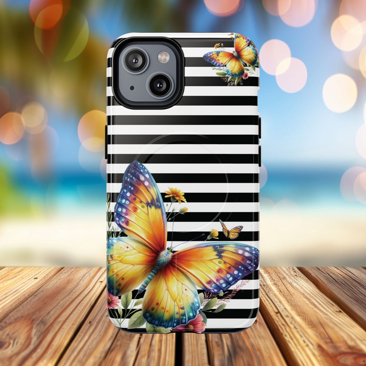 Botanic Flight Tough iPhone Magnetic Cases, Floral iPhone Cover, Stylish Tech Accessory, Gift for Nature Lovers, Butterfly Design, Unique Phone Protector