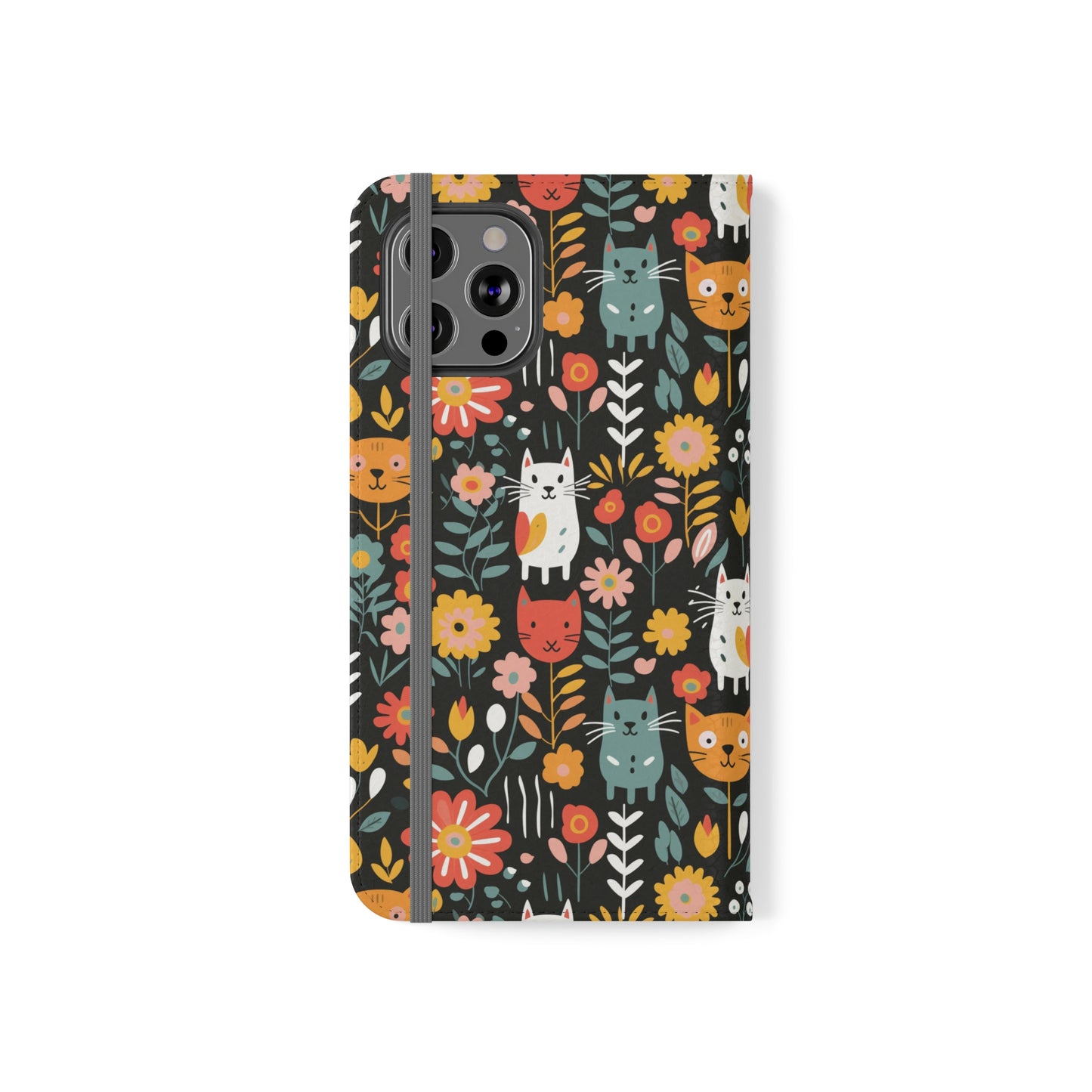 Whimsical Feline Garden iPhone and Samsung Flip Cases