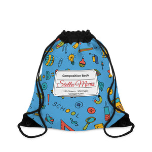 Composition Classroom Couture Book Inspired Colorful ABC Drawstring Bag | Personalized College Ruled Tote | Kids School Gear | Fun Gym Sack | Back to School Accessory