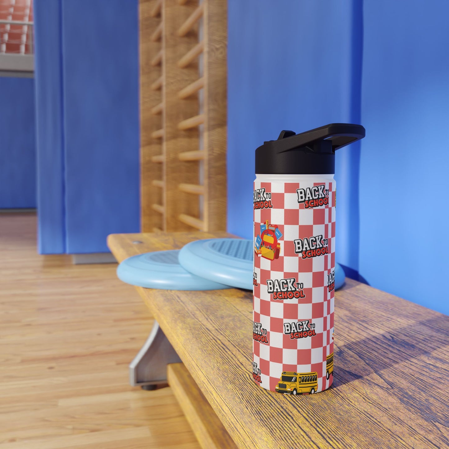 Personalized Red Schoolyard Chic Inspired Stainless Steel Water Bottle for Kids, Eco-Friendly Drinkware, Back to School, Teacher Gifts