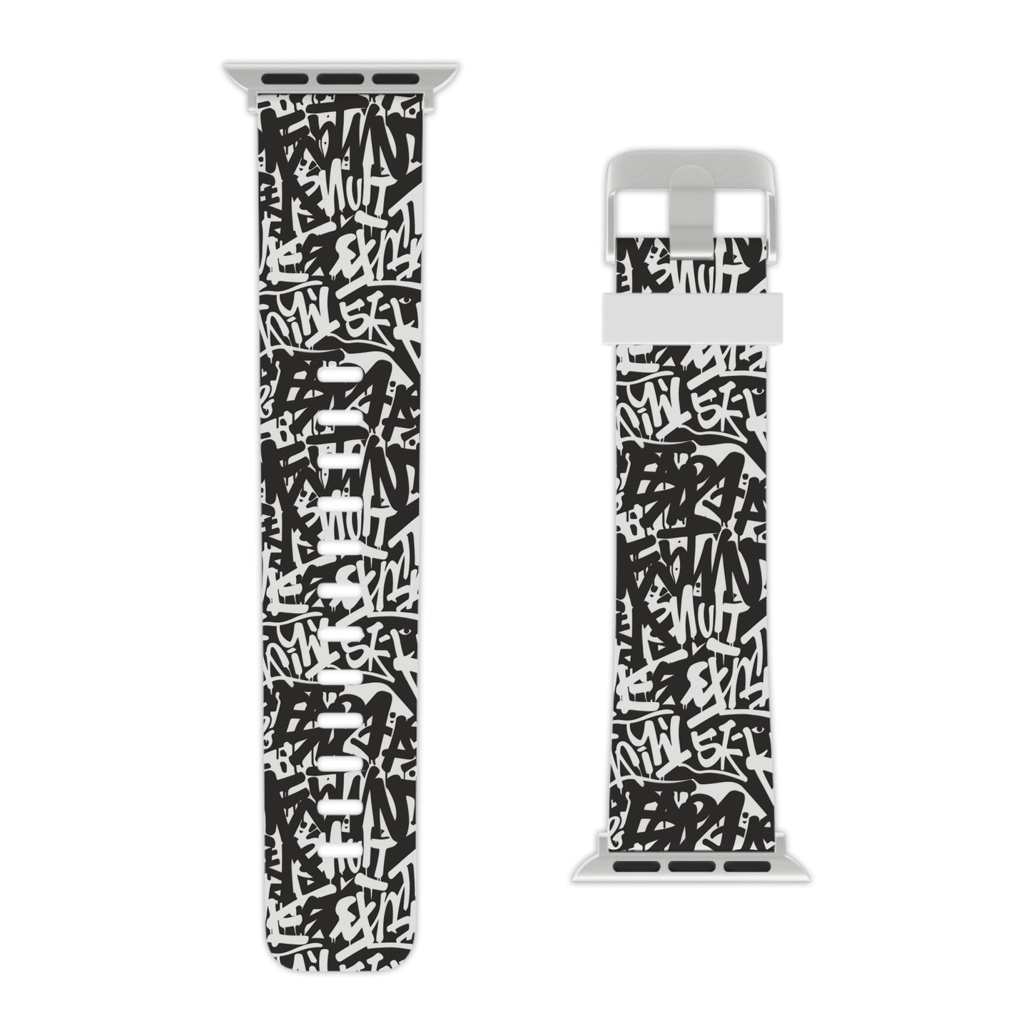 Urban Graffiti Trendy Apple Watch Band with Urban Design - Black and White Graffiti Style