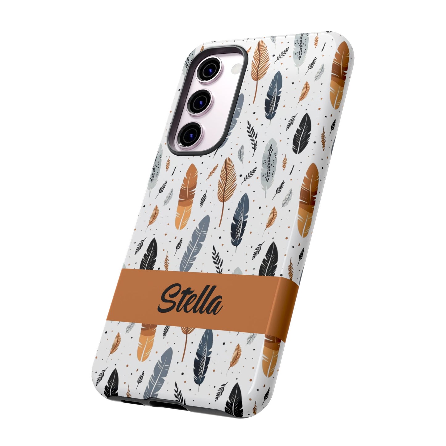 Personalized Whispering Feathers Samsung, Google Pixel and iPhone Case, Custom Name Case.