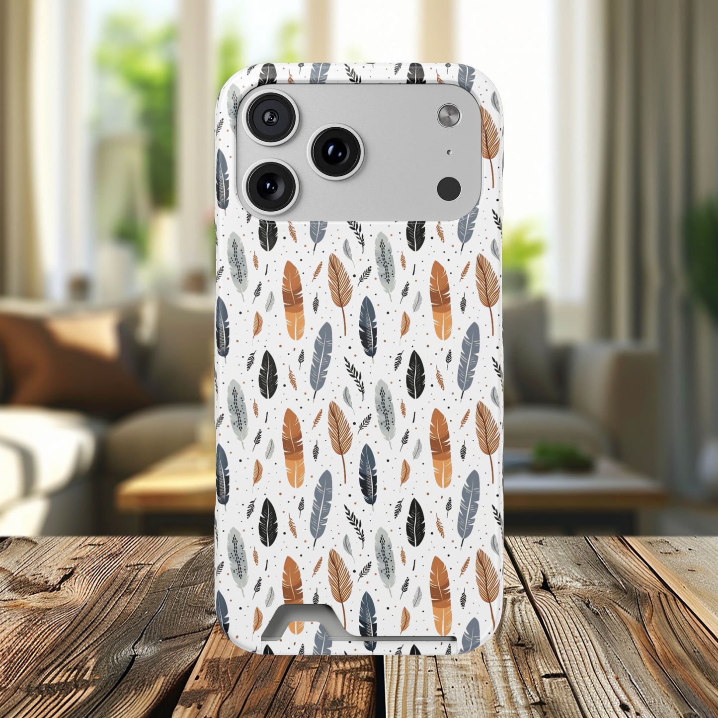 Whispering Feathers iPhone and Samsung Case With Card Holder