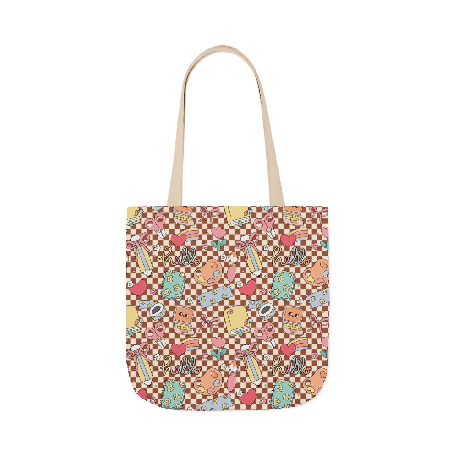 Personalized Brown Doodle Daydream Composition Book Inspired Canvas Tote Bag with Colorful Straps, Cute School Bag, Eco-Friendly Tote, Back to School Shopping Bag, Teacher Gift Idea