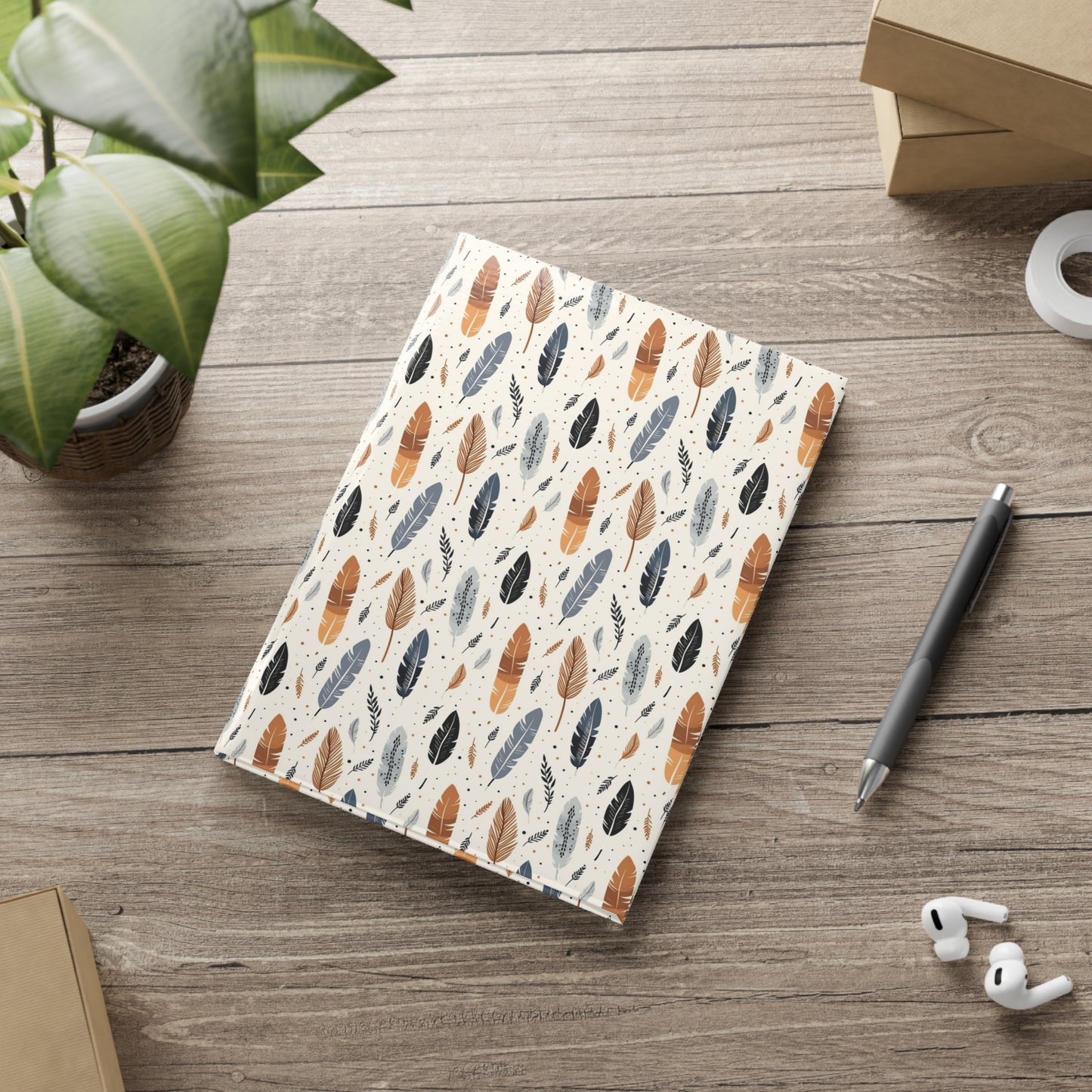 Whispering Feathers Hardcover Notebook with Puffy Covers