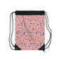 Custom Pink Chalkboard Chic Composition Book Inspired Colorful plsyful icons Drawstring Bag | Personalized College Ruled Tote | Kids School Gear | Fun Gym Sack | Back to School Accessory